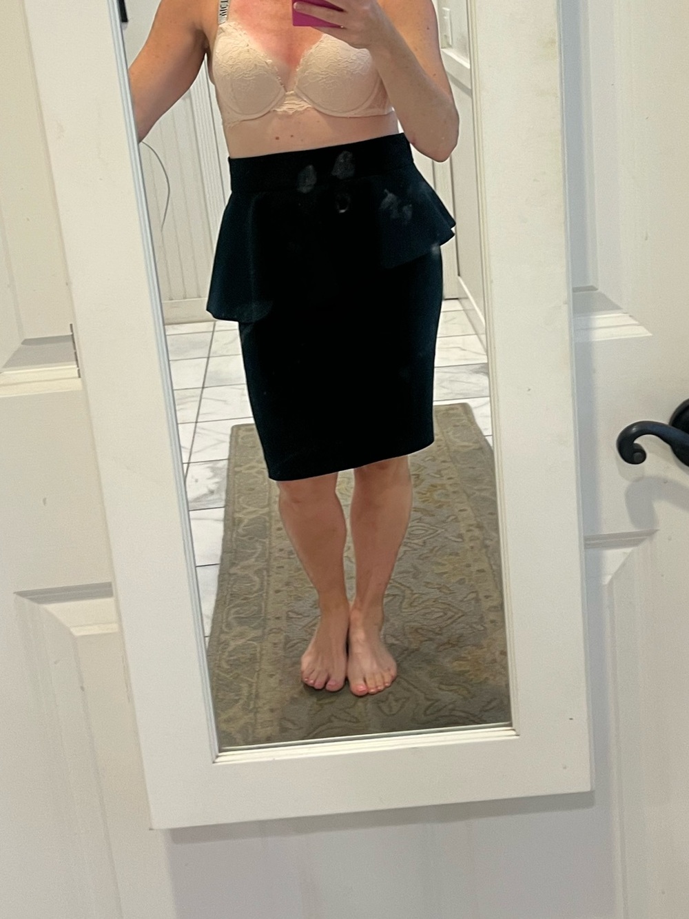 Zara dark green Peplum Pencil Skirt